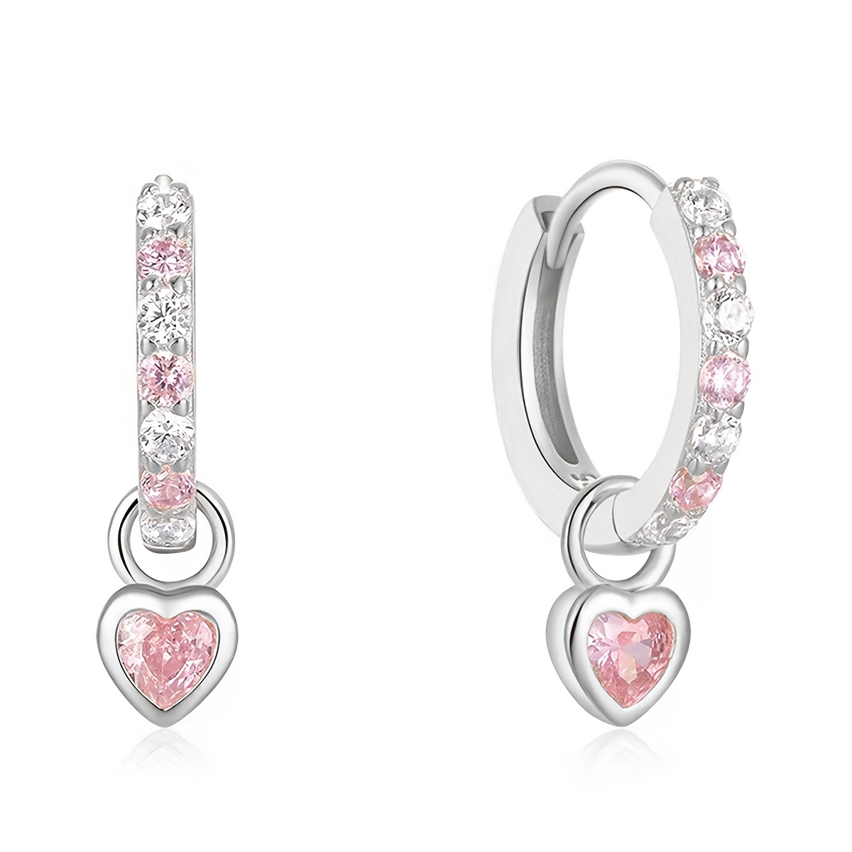 Heart Shaped Colorful Zirconia Earrings - Sterling Silver Jewelry Gift